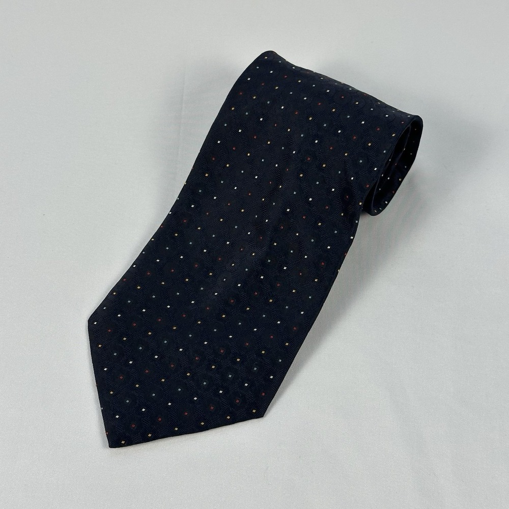Bellini Silk Tie Navy Micro Polka Dot Jacquard Pattern 3.75" W 54" L